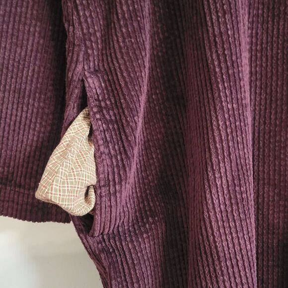 LL Bean Size 16 Dress  Purple Corduroy Pockets Long Sleeve Button Up 100% Cotton - Picture 5 of 8